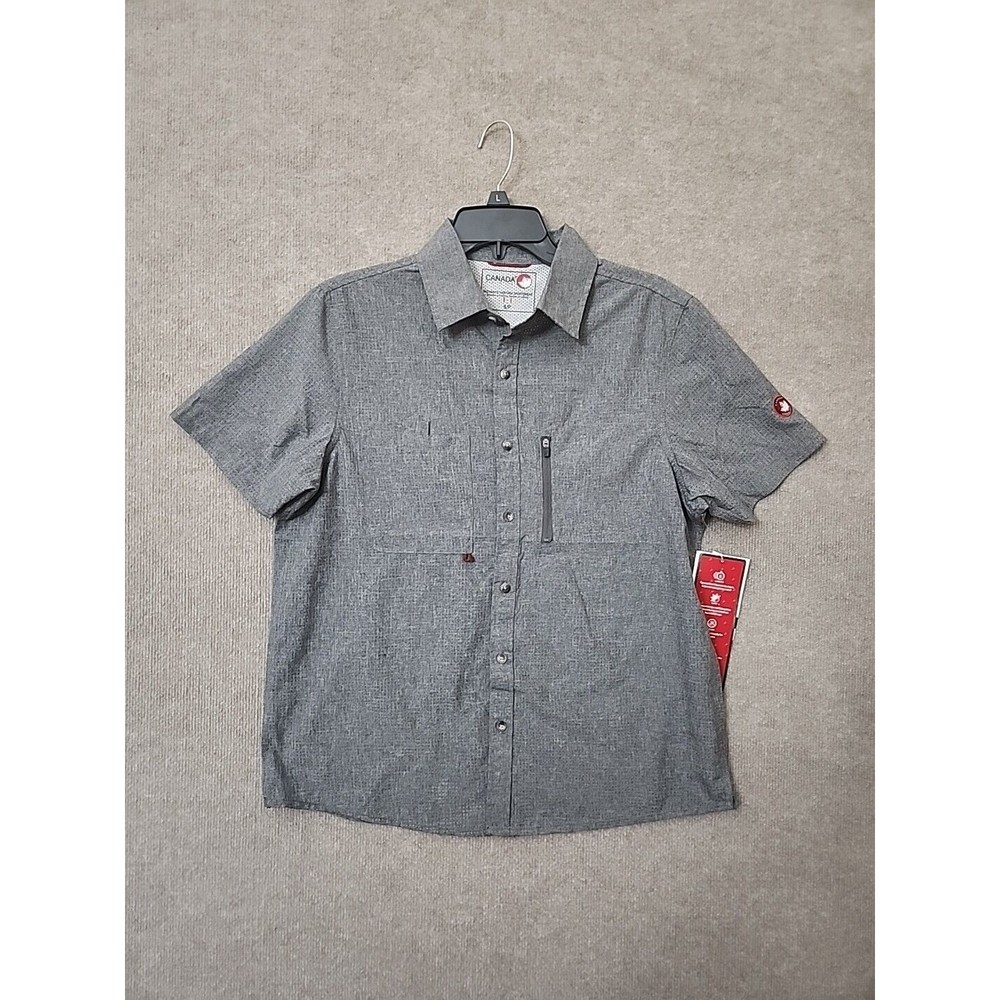 Canada Weather Gear Button Shirt Mens S Gray Air Mesh Vented Fishing NEW